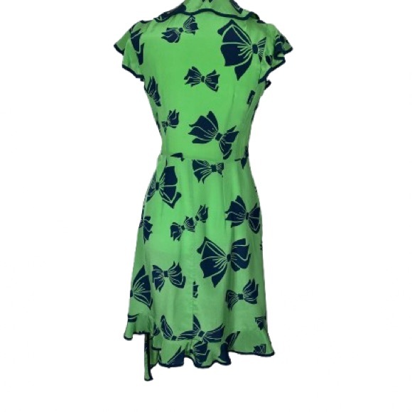 Nanette Lepore Lime and Navy Floral Midi Dress 100%Silk - Picture 3 of 16